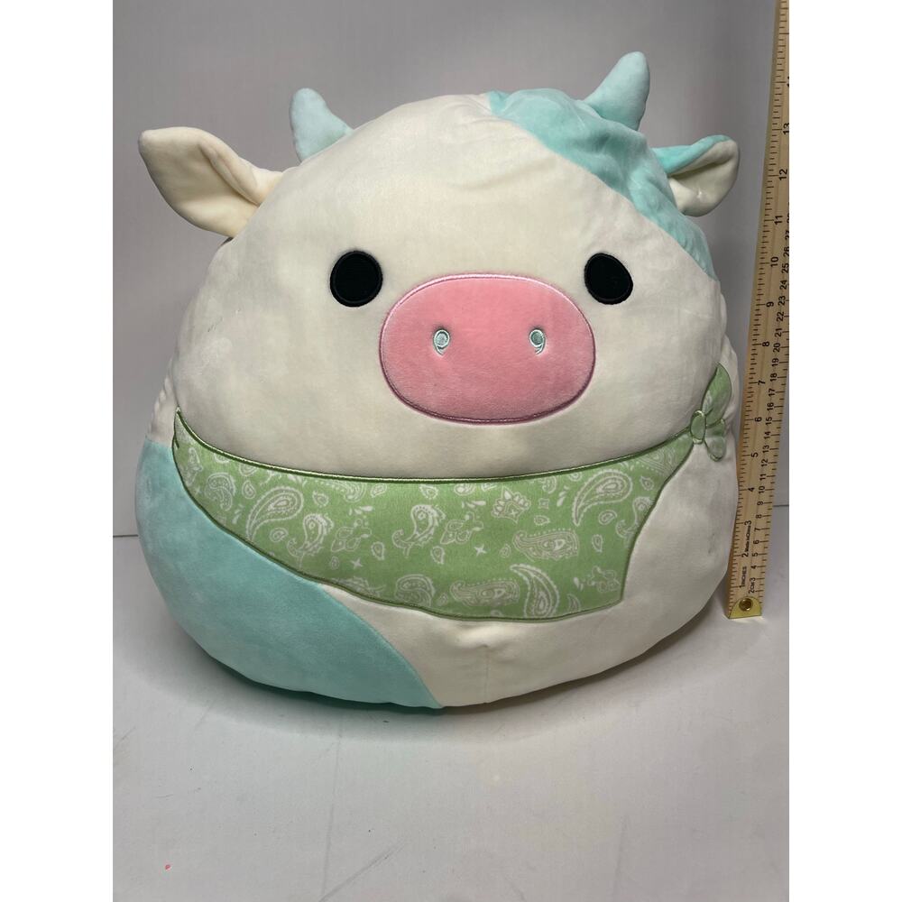Squishmallow Belana Cow with‎ Green Bandana 16"